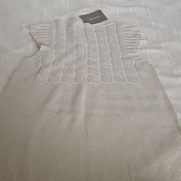 Zara Sweater Mini Sleeveless Dress Small Off White - Picture 14 of 16
